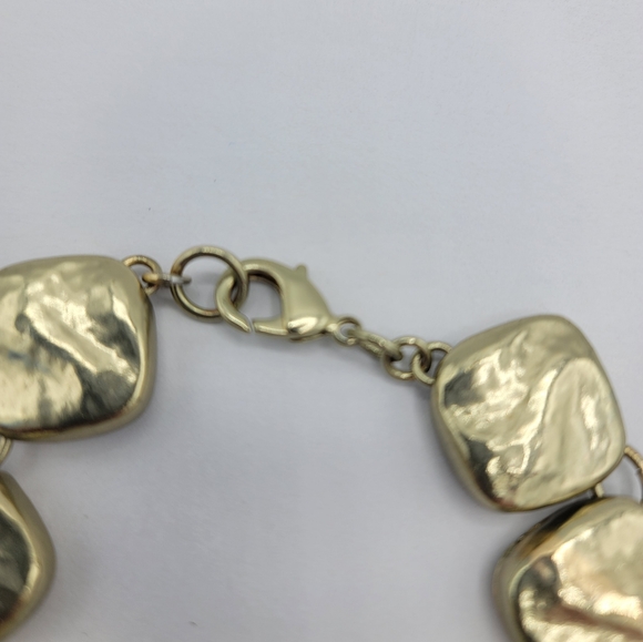 Liz Claiborne Gold Tone Square Link Brutalist Modernist Classic Bracelet Vtg 7" - Picture 3 of 10